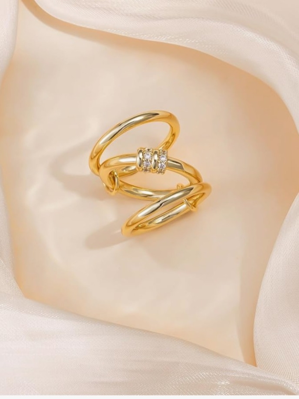 Gold Stackable Rings for Women 14K Gold/Silver Plated Cubic